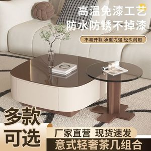 Modern Floating Coffee Table Set <b>Square</b> Glass Top With Storage For Living Room Home Use Small Apartment Style DY3612541 - Product Image 2