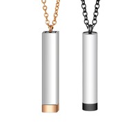 Collier personnalisé en acier inoxydable 3D avec gravure de nom initial, pendentif barre cachée, bijoux de mode pour couples