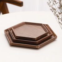 Assiette en bois classique vaisselle plateau de salle à manger rectangulaire en noyer noir pour hôtels fruits Snack thé fête poli