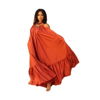 RTS 2026 Nuevo Vestido Sexy con Tirantes Estilo Europeo-Americano Vintage, Manga Princesa, Cuello con Volantes, Poliéster