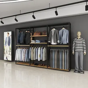 Man Clothing Store Furniture Interior Design Boutique Clothes Shop Decoration Rack Display Shelf For Garment Showroom