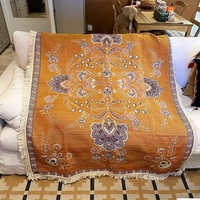 100% coton tissé tapisserie couverture avec gland Boho Style ethnique motif jette pour canapé-lit fauteuil Camping tapisserie tapis