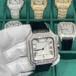 Orologi Meccanici da Uomo di Alta Qualità con Diamanti Moissanite e <span class=keywords><strong>Cinturino</strong></span> in <span class=keywords><strong>Pelle</strong></span>, Stile Hip Hop Iced Out, Supera il Test del Diamante - Product Image 2