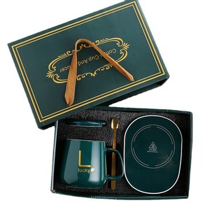 USB Portátil OEM 55 ℃   Calentador de Tazas Eléctrico de Cerámica con Tapa y Cuchara, Caja de Regalo, Logotipo Personalizado, <span class=keywords><strong>Regalos</strong></span> Promocionales - Product Image 1