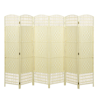 Paravent de séparation de pièce pliable et mobile en fibre de papier de bambou tissé à la main, style français, design tissé, autoportant, antique