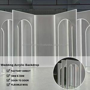 LEDA Large Wedding Hall Acrylic Backdrop Panel 3D White <b>Hinge</b> PVC Backdrop Arch with LED <b>Light</b> Strip - Product Image 3