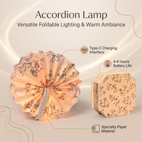 Lampe en papier pliable à motif floral vintage |   Lampe de nuit LED chaude |   Coffret cadeau pour anniversaire, fête ou vacances