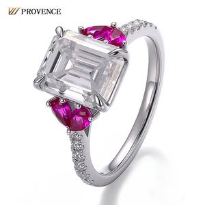 แหวนทองคำขาวแท้ 18K 14K 10K ประดับมรกต มอยส์ซาไนต์ และพลอยสีชมพู แหวนแฟชั่นดีไซน์เนอร์สำหรับสุภาพสตรีสำหรับงานปาร์ตี้ - Product Image 1