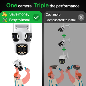 Telecamera IP 8MP HD telecamera esterna WiFi a tre schermi esterna 4K doppia lente Auto Tracking <span class=keywords><strong>sicurezza</strong></span> PTZ telecamera videosorveglianza iCsee - Product Image 4