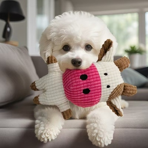 Jouets à mâcher pour chiens en peluche écologiques et durables, animaux de dessin animé mignons, jouets interactifs amusants pour animaux de compagnie de petite et moyenne taille, jouets en caoutchouc qui couinent - Product Image 1