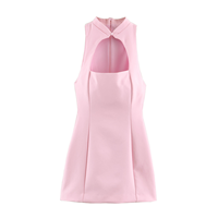 Robe décontractée pour femme à col mandarin, coupe trapèze, en tissu écologique lavable, imprimé numérique, fermeture éclair au dos, tenue d'été