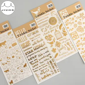 4 Designs Gold Stamping PVC Material Stickers Scrapbooking Thank You Greeting Creative DIY Deco Stationery Stickers JIUMO