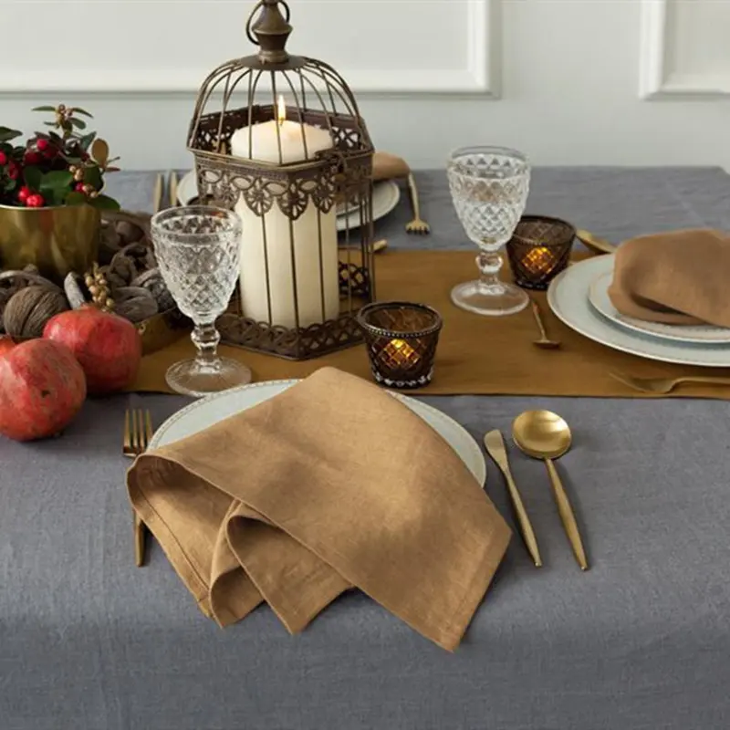Serviettes de Table en coton, nappe en lin de différentes couleurs, tissage uni, pour mariage, grande taille, qualité supérieure