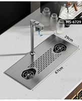 Station de rinçage de verres en acier inoxydable, lave-tasses commercial pour bar à café, unité d'évier