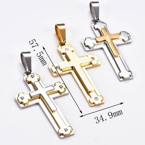 Colgante de cruz cristiana con circonita, collar de acero inoxidable de triple capa, amuleto religioso de oración, joyería de fe - Product Image 4