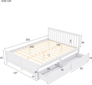Struttura del <span class=keywords><strong>letto</strong></span> singolo in legno massello 2 cassetti a doghe Base per gli ospiti della gioventù <span class=keywords><strong>letto</strong></span> per adulti bambini in legno <span class=keywords><strong>testiera</strong></span> del <span class=keywords><strong>letto</strong></span> di stoccaggio 140X200 cm - Product Image 2