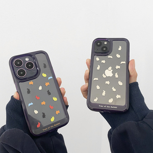 New Rabbit Sang Trọng Thân Thiện Với Da Màu Tía Rõ Ràng Chống Sốc Điện Thoại Trường Hợp Đối Với <span class=keywords><strong>iPhone</strong></span> 16 15 14 13 12 11 Pro Max <span class=keywords><strong>Bumper</strong></span> <span class=keywords><strong>TPU</strong></span> + PC - Product Image 4