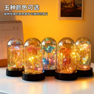 Preserved Rose Night Light With Glass Shade Led <b>Lamp</b> For Bedroom Living Room <b>Study</b> Decorative Gift - Product Image 1