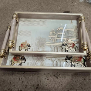 Bandejas de servir de madera 100% de la mejor calidad de un solo nivel para comedor y decoración del hogar en cocina y sala de estar DE LA India - Product Image 1