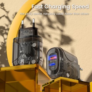 2025 nuevo enchufe de viaje transparente QC3.0 PD 45W adaptador de corriente para ordenador portátil para <span class=keywords><strong>iPhone</strong></span> cargadores rápidos portátiles tipo C cargador de pared USB - Product Image 3