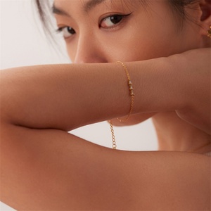 Classic <b>Crystal</b> Stone Chain <b>Bracelet</b> 18k Gold Plated Stainless Steel Chains Women <b>Bracelets</b> Jewelry - Product Image 4