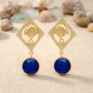 Gold Plated Ethnic Classic Design <b>Sapphire</b> Hydro Gemstone <b>Drop</b> <b>Earrings</b> Set-Gift Dangle <b>Earrings</b> for Party Jaipur Gems Jewelry - Product Image 3