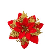 Fleurs artificielles pour sapin de Noël 14 cm, multicolores, en tissu, décoration de fêtes, intérieur/extérieur, lot en gros