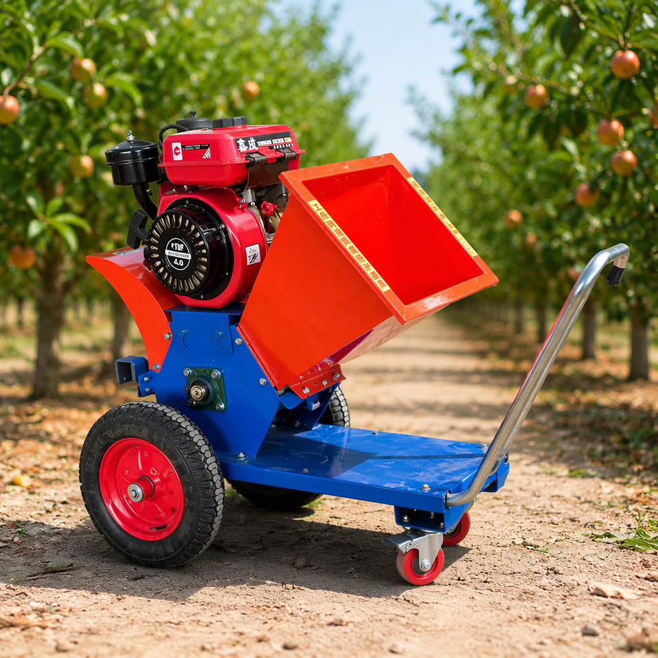 Durable Wheeled Mobile Wood Branch Shredder Gasoline Powered Tree Twig ...