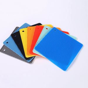 Square Honeycomb Silicone BPA Free <b>Placemat</b> OEM Brand Heat Insulation Anti-Scalding Non-Slip Kitchen Dining <b>Table</b> Mat Model F6 - Product Image 1