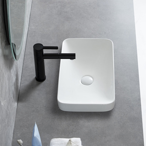 Vasque de salle de bain rectangulaire en céramique blanche haut de gamme, directement de l'usine, sans robinet inclus - Product Image 3