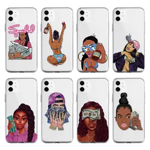 透明的黑人女孩手机壳软时尚手机套iPhone 11