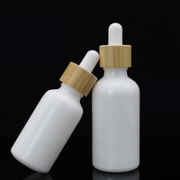Botol Minyak Esensial Kaca Buram dengan Tutup Bambu dan Pipet, Kemasan Kosmetik, 30ml 50ml