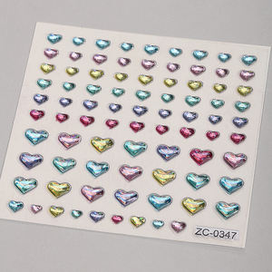 맞춤형 도매 방수 두꺼운 3D 모조 다이아몬드 젬 네일 데칼 스티커 하트 모양 네일 아트용-무독성 - Product Image 1