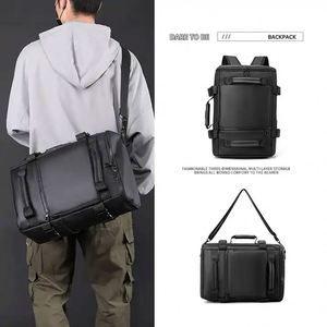 New Men's Backpack Business Large Capacity Laptop <b>Bag</b> <b>Waterproof</b> Pu Shoulder Messenger <b>Bag</b> Portable Travel Business Backpack - Product Image 3