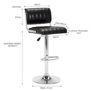 PU Leather Bar <strong>Stool</strong> Adjustable High Counter <strong>Hight</strong> <strong>Stools</strong> Chair Black Painted Base Bar Chair <strong>Stool</strong> for Kitchen Bar Pub - Product Image 6
