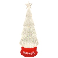 Pohon Natal Kristal RGB Berwarna-warni dari Plastik, Hadiah dengan Lampu LED dan Musik Terpasang