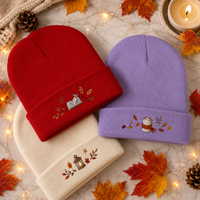 Dymf Bonnet en tricot à revers personnalisé avec broderie, en acrylique, unisexe, avec logo, pour l'automne et l'hiver, style streetwear, vente en gros
