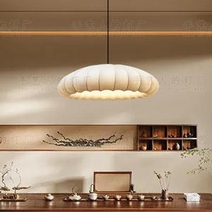 Lámpara Colgante de Tela Estilo Wabi Sabi, Redonda, Blanca, LED E27, Antideslumbrante, para Salón de Té, Estudio, Hotel, Barra de Bar - Product Image 1