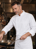 Tenue de travail unisexe classique pour chef, nouvelle collection automne-hiver, élastique, manches longues ou courtes, en sergé tissé, pour restaurant et boulangerie