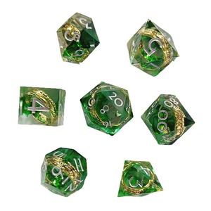 Set di Dadi da Tavolo DND Dungeons and Dragons COC per Giochi di Ruolo TRPG Kulu Kards con 7 Dadi Incastonati per Uso Desktop - Product Image 5