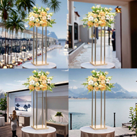 Support à fleurs de mariage rectangulaire moderne de luxe en métal doré, décoration de table d'événement de haute qualité et fournitures de mariage, décoration de la maison, cadeau