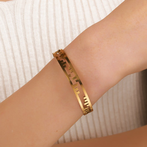 Brazalete Geométrico de Acero Inoxidable Chapado en Oro para Regalo, Joyería para Mujer, Primavera 2025 - Product Image 3