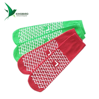 Chaussettes d'intérieur bleues jetables pour hommes, en polyester respirant, écologiques, antidérapantes, à motif de points, avec logo sur la semelle, pour adultes, idéales pour les voyages en avion