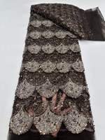 Tissu brodé de fleurs perlées pour robes de mariée et robes de soirée