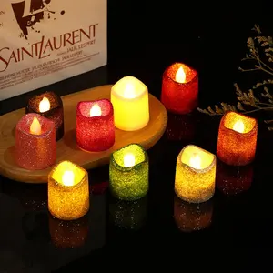 Hot Selling New Glitter Flameless Plastic Tea Light 3D Led Candle For Home Wedding Party Decoration Light
