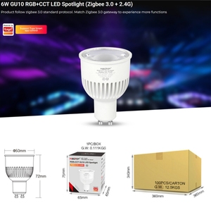 <span class=keywords><strong>Miboxer</strong></span> <span class=keywords><strong>Milight</strong></span> FUT106ZR 6W GU10 RGB CCT Spot LED à luminosité et température de couleur réglables, télécommande Zigbee 3.0 2.4G - Product Image 5