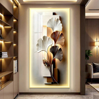Art déco, éclairage LED, art mural, peinture en porcelaine cristalline, cadre en alliage d'aluminium, motif nature morte - Salon luxueux