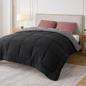 Thiết kế mới giá rẻ màu đen/màu xám thêm dài đôi Comforter bông tất cả các mùa Duvet với góc tabs - Product Image 1