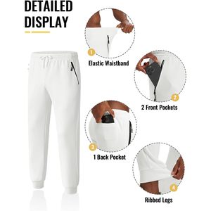 Rdruko <b>Men's</b> Sweatshirt Set <b>White</b> 2XL Lightweight Moisture Wicking <b>Jogger</b> Suit - Product Image 6
