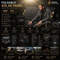 Panneau solaire pliable JiYao 480W, rendement de 25%, haute puissance, noir, 128 cellules, 182mmx91mm, utilisation RV/Marine/Extérieur